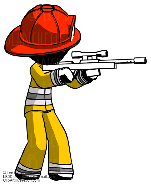 Ink Firefighter Fireman Man Shooting Sniper Rifle #11904