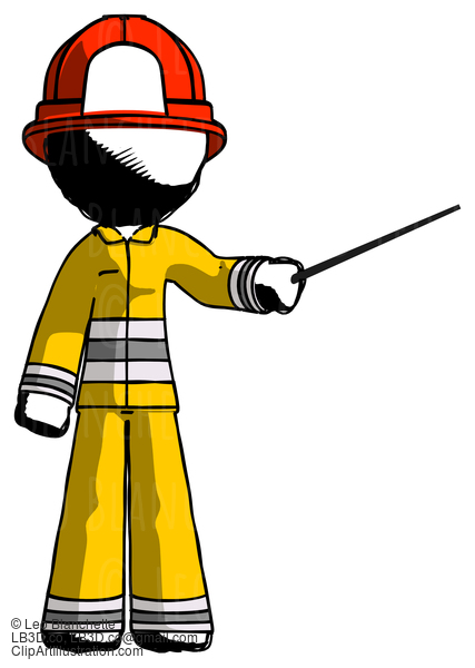 Ink Firefighter Fireman Man Teacher Or Conductor With Stick Or Baton Directing #11912