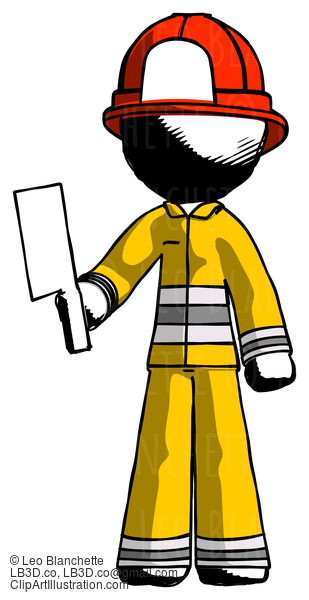 Ink Firefighter Fireman Man Holding Meat Cleaver #11915