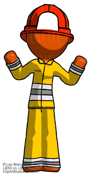 Orange Firefighter Fireman Man Shrugging Confused #12392