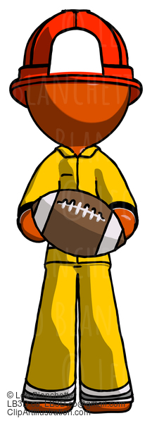 Orange Firefighter Fireman Man Giving Football To You #12411