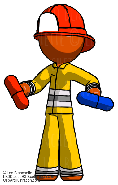 Orange Firefighter Fireman Man Red Pill Or Blue Pill Concept #12486