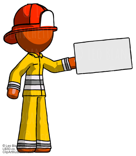 Orange Firefighter Fireman Man Holding Large Envelope #12532