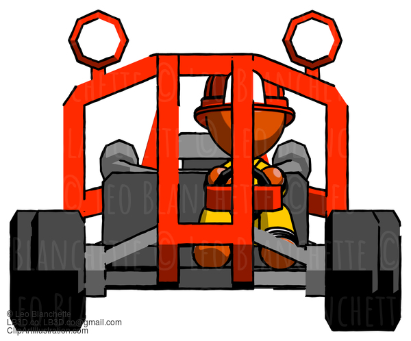 Orange Firefighter Fireman Man Riding Sports Buggy Front View #12551