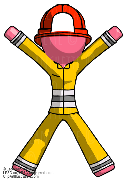 Pink Firefighter Fireman Man Jumping Or Flailing #12567