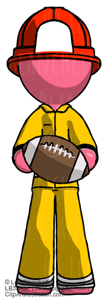 Pink Firefighter Fireman Man Giving Football To You #12586