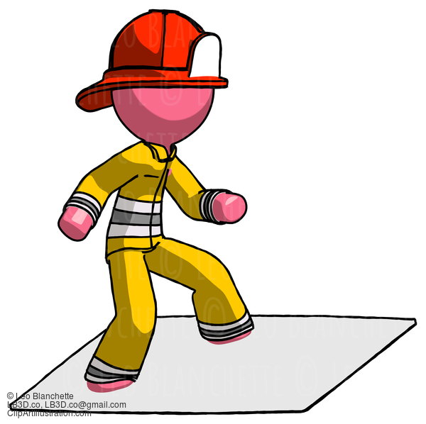 Pink Firefighter Fireman Man On Postage Envelope Surfing #12599