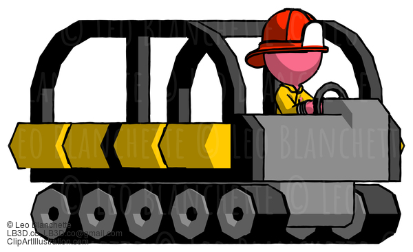 Pink Firefighter Fireman Man Driving Amphibious Tracked Vehicle Side Angle View #12602