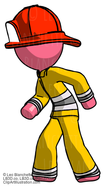 Pink Firefighter Fireman Man Suspense Action Pose Facing Left #12632