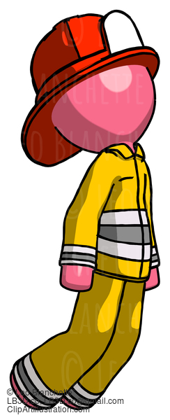 Pink Firefighter Fireman Man Floating Through Air Right #12654