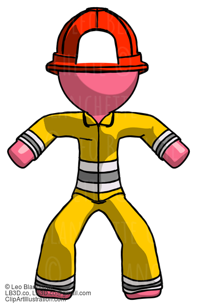 Pink Firefighter Fireman Male Sumo Wrestling Power Pose #12664