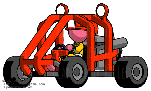 Pink Firefighter Fireman Man Riding Sports Buggy Side Angle View #12697