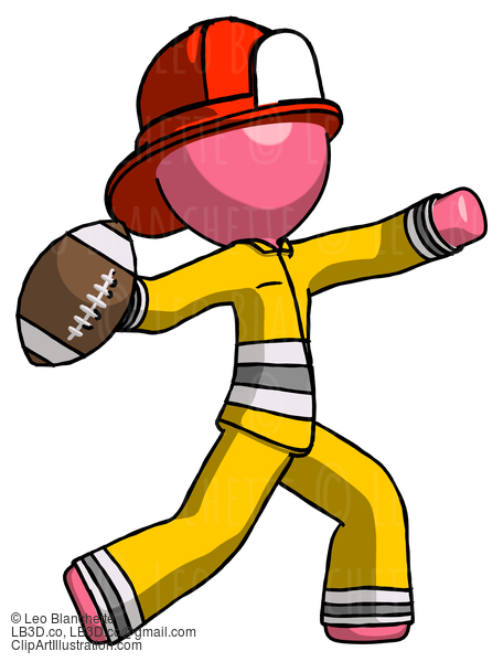 Pink Firefighter Fireman Man Throwing Football #12715