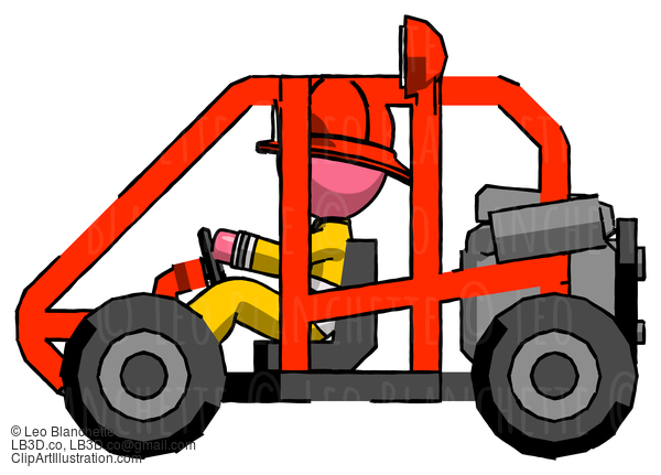 Pink Firefighter Fireman Man Riding Sports Buggy Side View #12755