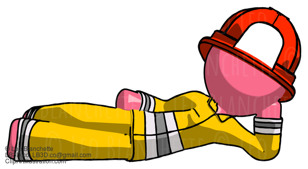 Pink Firefighter Fireman Man Reclined On Side #12764