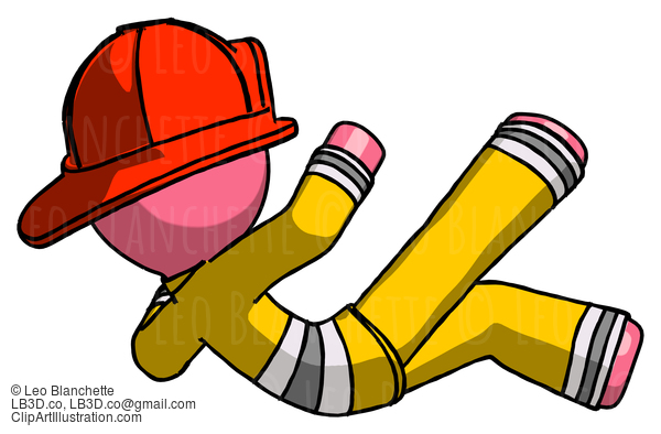 Pink Firefighter Fireman Man Falling Backwards #12799