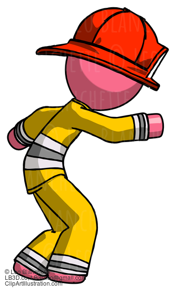 Pink Firefighter Fireman Man Sneaking While Reaching For Something #12806