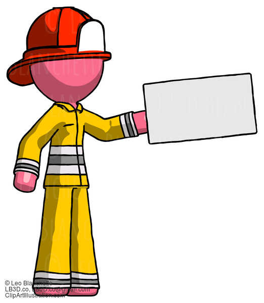 Pink Firefighter Fireman Man Holding Large Envelope #12851