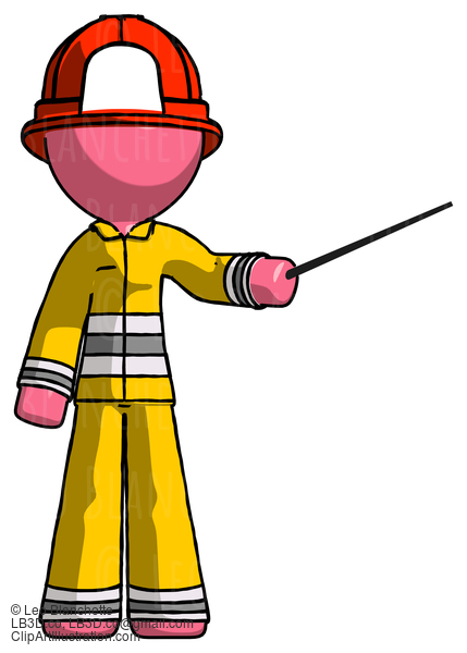 Pink Firefighter Fireman Man Teacher Or Conductor With Stick Or Baton Directing #12858