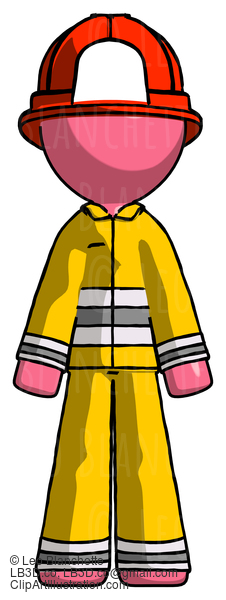 Pink Firefighter Fireman Man Standing Facing Forward #12861