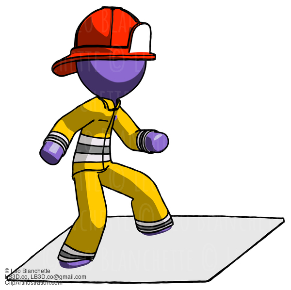 Purple Firefighter Fireman Man On Postage Envelope Surfing #13791