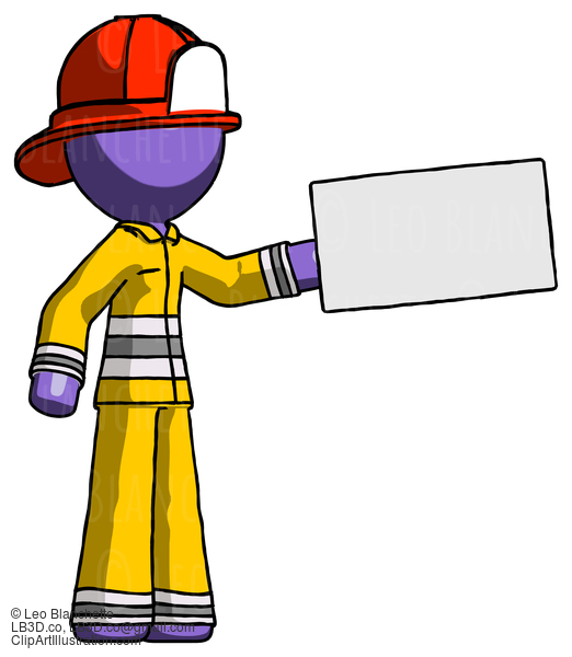 Purple Firefighter Fireman Man Holding Large Envelope #13806