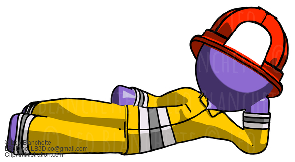 Purple Firefighter Fireman Man Reclined On Side #13831