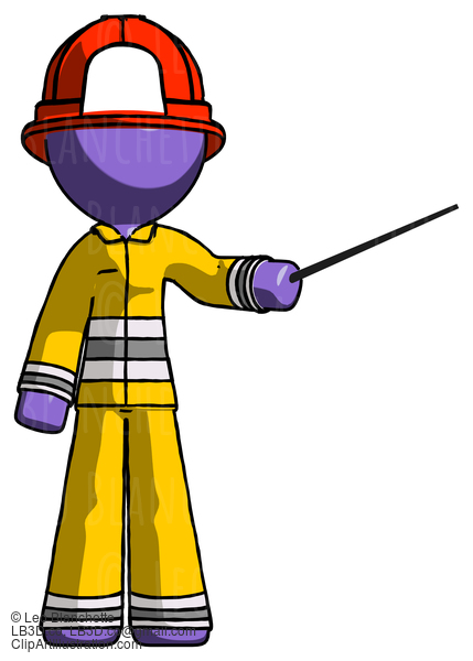 Purple Firefighter Fireman Man Teacher Or Conductor With Stick Or Baton Directing #13877