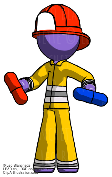 Purple Firefighter Fireman Man Red Pill Or Blue Pill Concept #13914