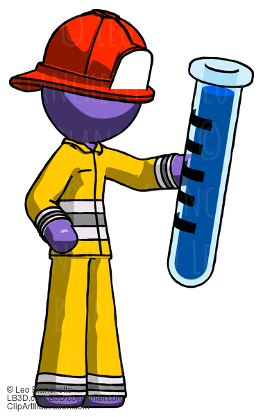 Purple Firefighter Fireman Man Holding Large Test Tube #13919