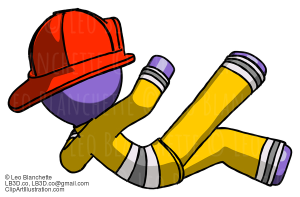 Purple Firefighter Fireman Man Falling Backwards #13929