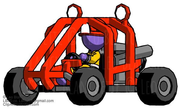 Purple Firefighter Fireman Man Riding Sports Buggy Side Angle View #13940