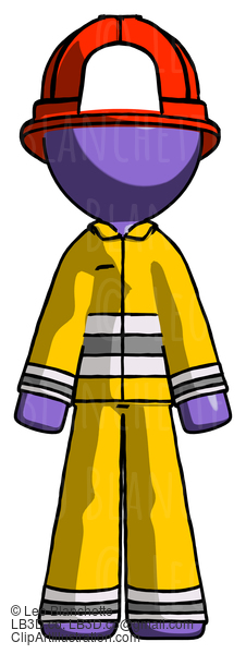 Purple Firefighter Fireman Man Standing Facing Forward #13947