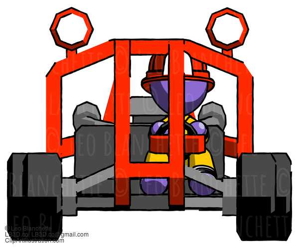 Purple Firefighter Fireman Man Riding Sports Buggy Front View #13985