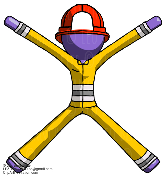 Purple Firefighter Fireman Man With Arms And Legs Stretched Out #14022