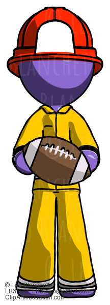 Purple Firefighter Fireman Man Giving Football To You #14028