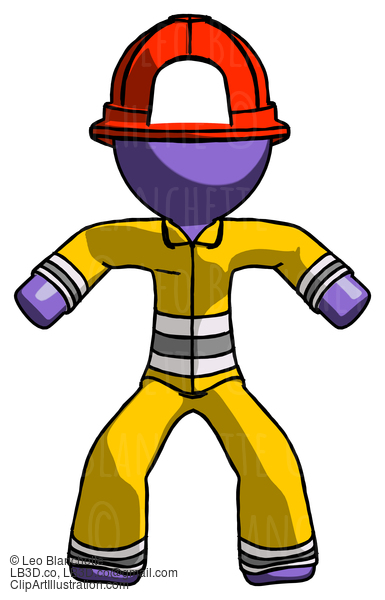 Purple Firefighter Fireman Male Sumo Wrestling Power Pose #14034