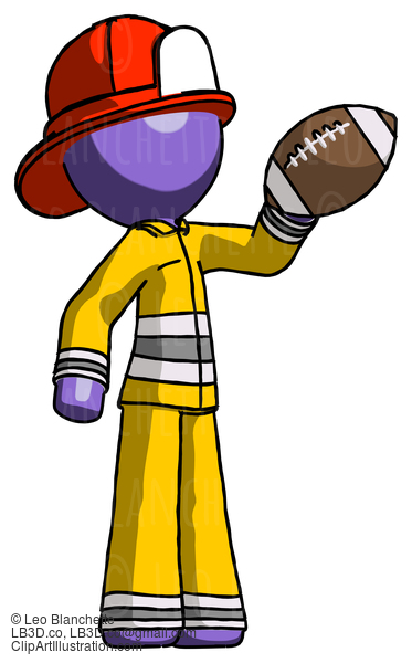 Purple Firefighter Fireman Man Holding Football Up #14054