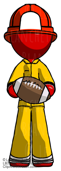 Red Firefighter Fireman Man Giving Football To You #13241