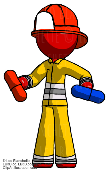 Red Firefighter Fireman Man Red Pill Or Blue Pill Concept #13268