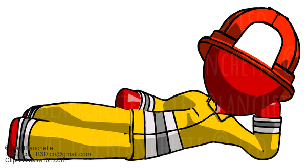 Red Firefighter Fireman Man Reclined On Side #13289