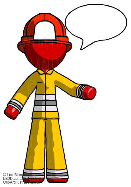 Red Firefighter Fireman Man With Word Bubble Talking Chat Icon #13293