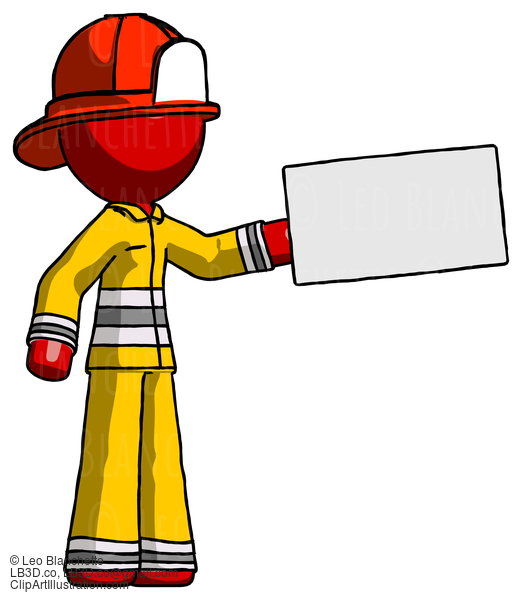 Red Firefighter Fireman Man Holding Large Envelope #13355