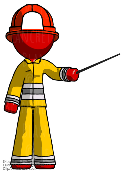 Red Firefighter Fireman Man Teacher Or Conductor With Stick Or Baton Directing #13390