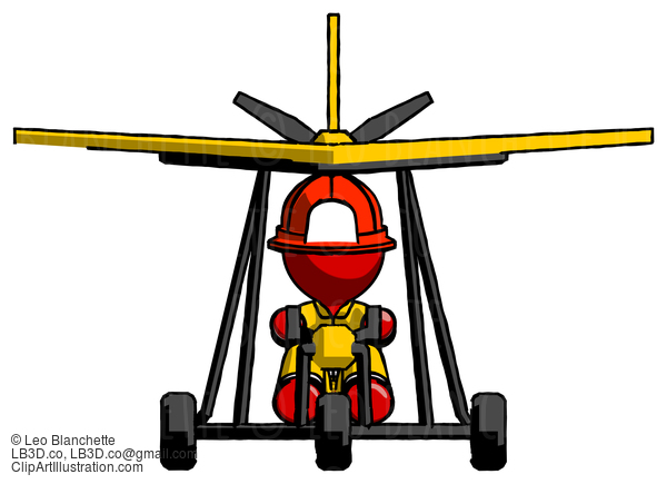 Red Firefighter Fireman Man In Ultralight Aircraft Front View #13419