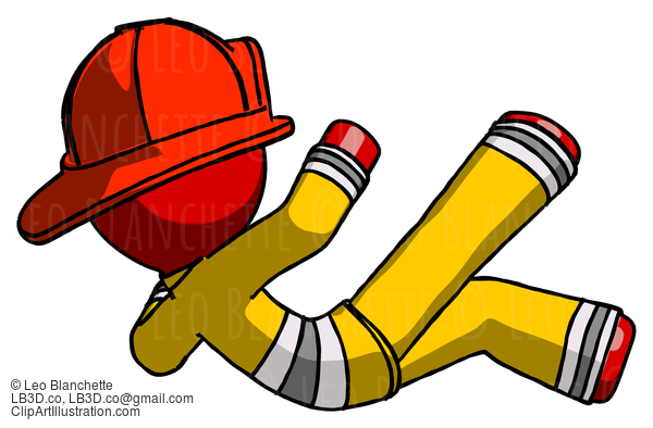 Red Firefighter Fireman Man Falling Backwards #13453