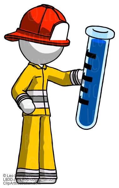 White Firefighter Fireman Man Holding Large Test Tube #12005