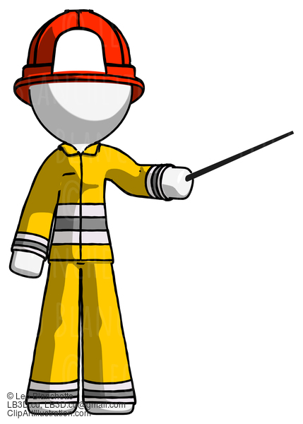 White Firefighter Fireman Man Teacher Or Conductor With Stick Or Baton Directing #12055