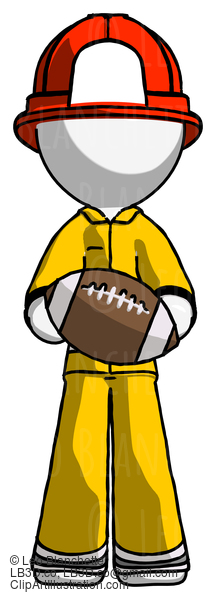 White Firefighter Fireman Man Giving Football To You #12115