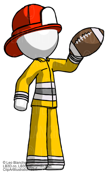 White Firefighter Fireman Man Holding Football Up #12133